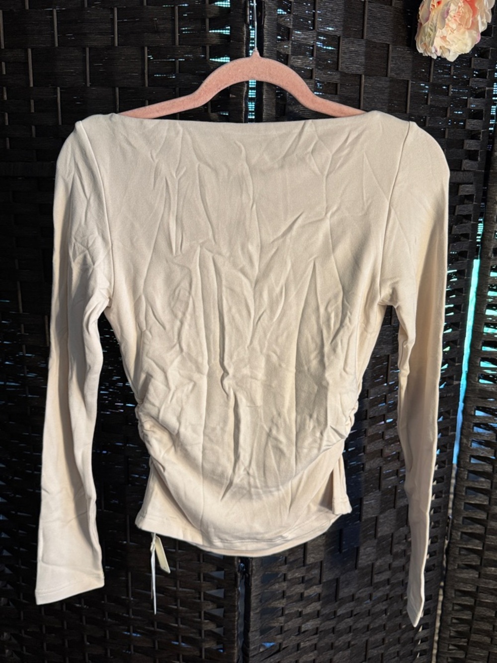 OGL Women’s Fitted Long Sleeve Boatneck Top Morning Mist Size Medium Cream - Picture 5 of 7